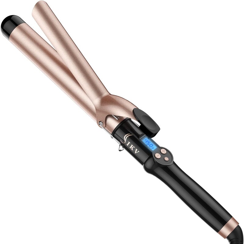 IKV 1 1/4 Inch Extra Long Barrel Curling Iron, Ceramic Tourmaline Curling Wand Professional Dual Voltage - Image 1